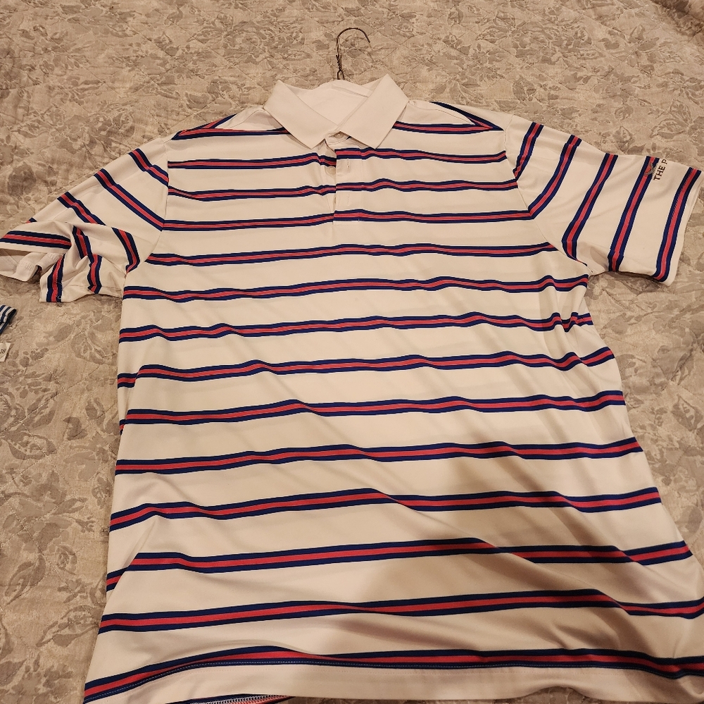 Jordan White Polo with Blue and Red Stripes
